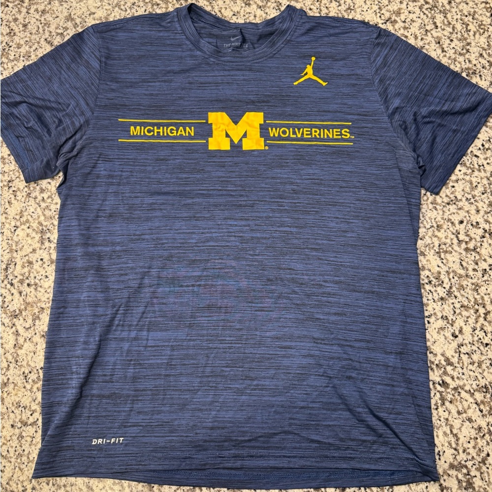 Jordan Men's Blue and Yellow Michigan Wolverines Tee